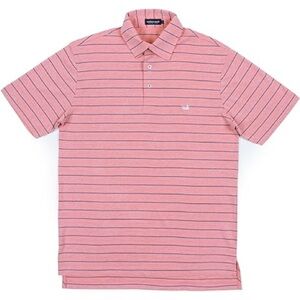 Southern Marsh Men's Short Sleeve Pink Striped Berkeley Performance Polo Shirt